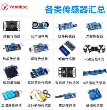Various Sensors: Line Tracking, Obstacle Avoidance, Ultrasonic, Color Recognition, Infrared, Sound, Acceleration, RGB LED Modules