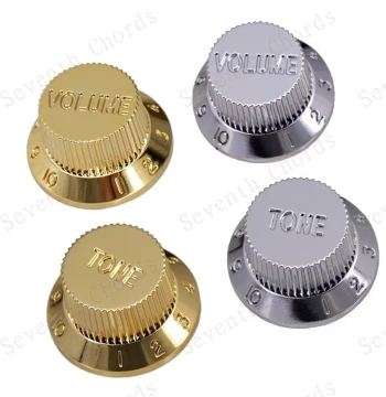 St Sq Fender Electric Bass Guitar Volume Tone Control Knob Cap Potentiometer Cap Silver Gold