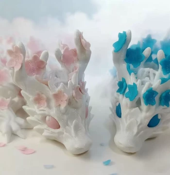 3D Printed Cherry Blossom Dragon Articulated Toy - Creative Chinese Dragon Viral Display Piece for Entrepreneurs