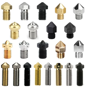 3D Printer Nozzle E3DV6 MK8 Volcano Brass Nickel-Plated Copper Hardened Steel