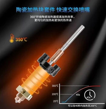 Huasu Ceramic Hotend Metal Integrated Hardened Steel Nozzle High-Temperature Printing