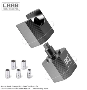 BIQU Crab 3D Printer Tool - Multi-function Socket for Print Head Nozzle Replacement, Heating Block Removal & Installation