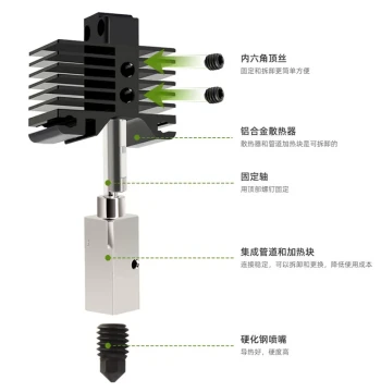 Leji 3D Printer Accessory: Upgraded Bambu Lab X1/P1P Series Hardened Steel Extruder Hotend Assembly