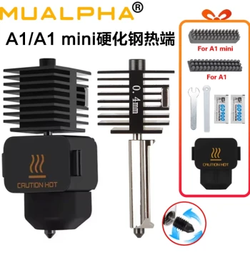 Bambu Lab A1/A1mini Hotend Nozzle Hardened Steel Stainless Steel Print Head Hotend Assembly Extruder Accessories