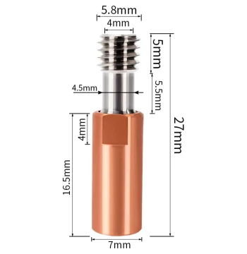 3D Printer Accessories CR10 Titanium Alloy Throat Tube All-Metal High-Temperature M6 Thread Feeding Tube