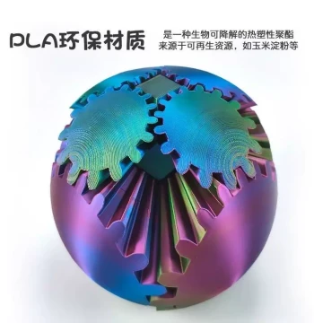 3D Printed Stereo Gear Ball Magic Cube Best Seller Rotatable for Kids and Adults 3D Deformation Ball Geometric Stress Relief Toy
