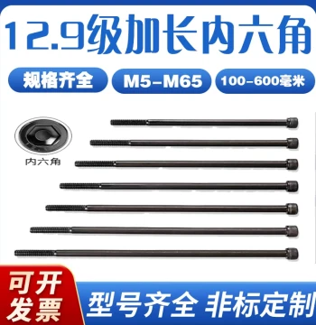 Grade 12.9 Extended Hex Socket Head Cap Screw M5 M6 M8 m10 M12 M14 M16 M18 M20*100-600 Cup Head Bolt