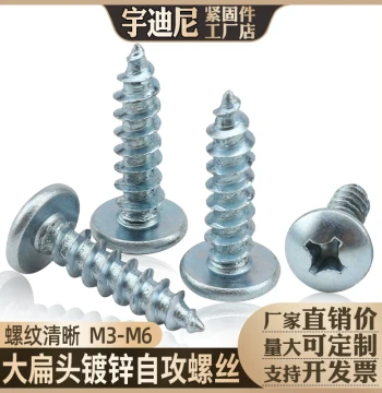 M3 M4 M5 M6 Galvanized Carbon Steel Large Flat Head Self-Tapping Screws Hardened Cross Mushroom Head Large Head Self-Tapping Wood Screws