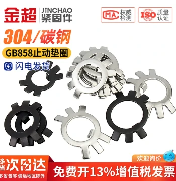 Jinchao 304 Stainless Steel Lock Washer for Round Nuts, Six-Claw Anti-Loosening Washer GB858
