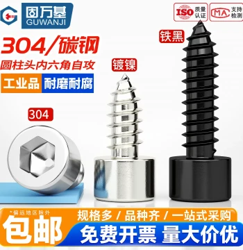 Guwanji Fasteners 304 Stainless Steel Hex Socket Self-Tapping Screws Grade 8.8 Black Self-Tapping Thread Screws M2-M6