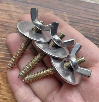 M5 M6 Double-Ended Stud with Wing Nut and Flat Washer for Bird Cage, Chinchilla, Hamster Jump Board Stand Rod Fixing Breeding Box GH