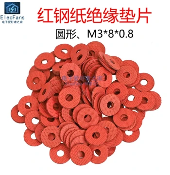 (100 pcs) M3*8*0.8mm Red Fiber Paper Washers, Insulating Asbestos Flat Washers for Screws, Nuts, and Copper Standoffs 3mm