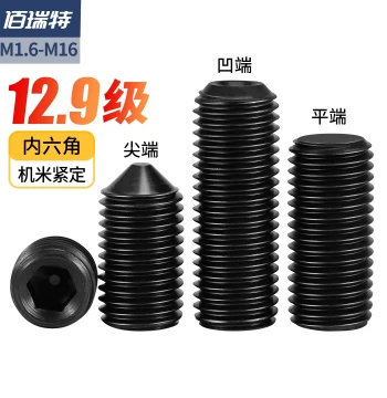Grade 12.9 Set Screw Cup Point Cone Point Headless Socket Grub Screw High-Strength M2 M3 M4 M8