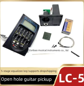 Acoustic-Electric Guitar Pickup Acoustic-Electric EQ Equalizer 5-Band EQ with Tuner Dual Output LC-5 with Battery