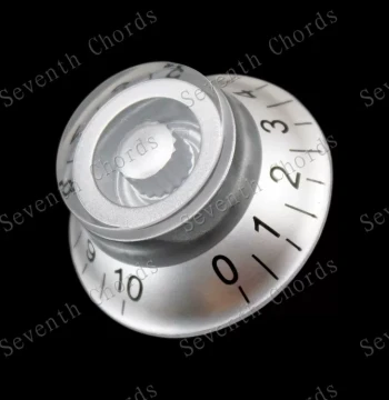 LP EPI Flying Saucer Style Electric Guitar Volume and Tone Knobs, LP Electric Guitar Potentiometer Caps in Silver with Black Text