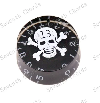 LP EPI Barrel-Shaped Electric Guitar Volume and Tone Knobs, LP Guitar Potentiometer Cap in Black with White Skull Design