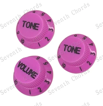 St Sq Electric Guitar Volume Control Knob Cap, Electric Guitar Tone Potentiometer Cap in Purple with Black Lettering
