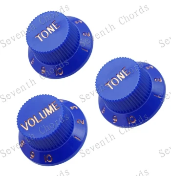 St Sq Electric Guitar Volume Control Knob Caps, Electric Guitar Tone Volume Potentiometer Caps Blue Background Gold Text