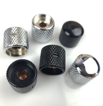 Korean-Made Metal Electric Guitar and Bass Volume and Tone Potentiometer Knob Cap with Slotted Adjustment Screw