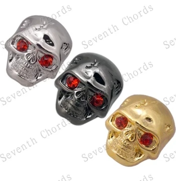 Skull Head Metal Electric Bass Guitar Volume and Tone Knob Caps for Potentiometers