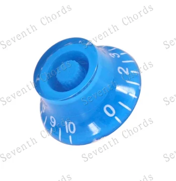 UFO Shape Transparent Electric Guitar Volume Knob LP SG Tone Knob LP Potentiometer Cap Blue with White Text