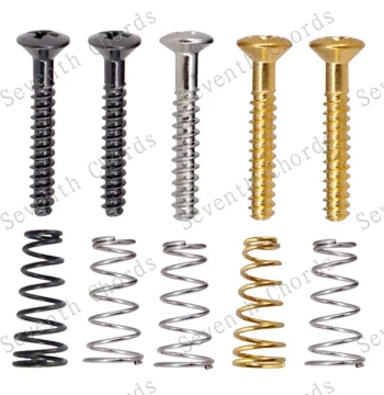 Single-Coil Electric Guitar Pickup Screws with Tower Springs, 3-Single (SSS) Pickup Height Adjustment Screws, Flat Head