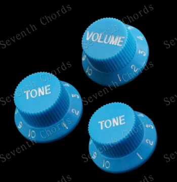 St Sq Electric Guitar Volume Control Knob Cap, Electric Guitar Tone/Volume Potentiometer Knob with Sky Blue Background and White Text