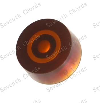 LP Electric Guitar Knob Caps - Straight Body Coffee Brown with Gold Lettering for Volume and Tone Control