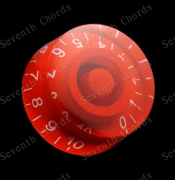 Straight LP Electric Guitar Volume Control Knob, Guitar Bass Tone Knob Potentiometer Cap, Red Base White Text