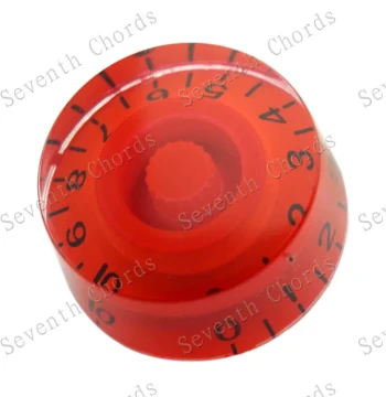 Barrel-Shaped LP Electric Guitar Volume Control Knob, Tone Volume Knob Cap, Guitar Potentiometer Cap Red with Black Text