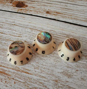 ST Style Electric Guitar Knobs - Volume and Tone Control with Shell Resin Potentiometer Caps, Yellow