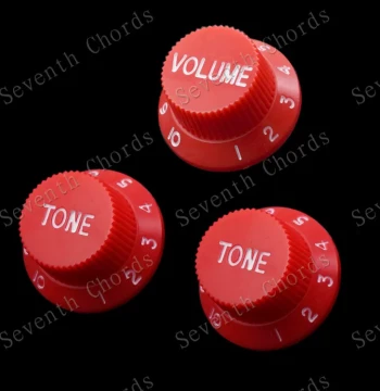 St Sq Electric Guitar Volume Control Knob Cap Electric Guitar Tone Volume Potentiometer Cap Red Base White Text