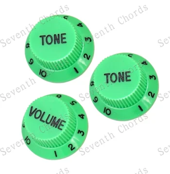 St Sq Electric Guitar Volume Control Knob Cap, Electric Guitar Tone Volume Knob Potentiometer Cap, Green with Black Text