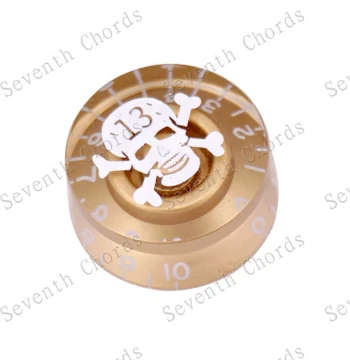LP EPI Barrel Electric Guitar Volume and Tone Knobs, LP Electric Guitar Potentiometer Caps, Gold with White Skull