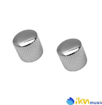 FLEOR Electric Guitar and Bass Volume and Tone Knob Caps: Metal Dome Potentiometer Caps in Silver and Black
