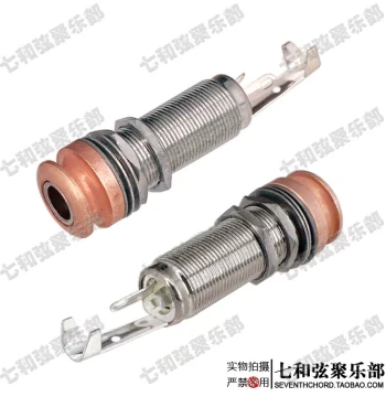 Strap Lock Electric Bass & Guitar Jack, Threaded Tube Output Socket Connector, Black/Red Copper Head