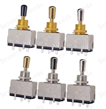 LP Brass Toggle Tip Cap Guitar Enclosed 3-Way Rocker Switch Selector Tone Converter - Silver/Gold