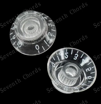 Transparent Electric Guitar Volume Knobs, LP SG Tone Knobs, LP Electric Guitar Potentiometer Caps, Transparent with White Lettering