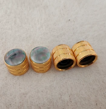 Electric Guitar Volume Tone Knob Caps, Bass Potentiometer Caps, Abalone Inlay Knob Caps Gold