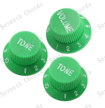St Sq Electric Guitar Volume Control Knob Caps, Electric Guitar Tone and Volume Potentiometer Caps, Green with White Lettering