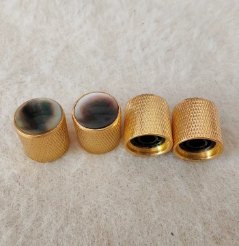 Electric Guitar Volume Tone Knob Caps, Bass Potentiometer Caps, Abalone Inlay Knob Caps Gold
