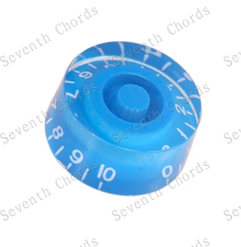 LP EPI Barrel-Style Electric Guitar Volume and Tone Knobs - LP Potentiometer Caps, Blue with White Lettering