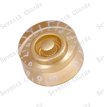 LP EPI Barrel-Shaped Electric Guitar Volume Tone Knobs, LP Electric Guitar Potentiometer Caps Gold with White Text