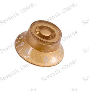 UFO-Shaped Transparent Electric Guitar Volume Knobs, LP SG Tone Knobs, LP Potentiometer Caps, Gold with White Lettering