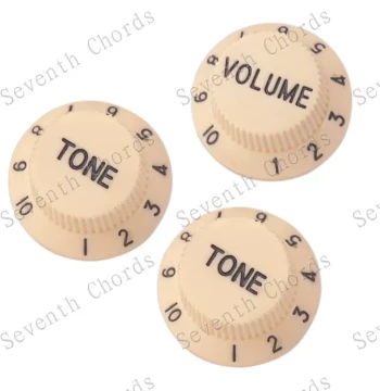 St Sq Electric Guitar Volume Control Knob Cap Electric Guitar Tone Volume Knob Potentiometer Cap Yellow Base Black Text