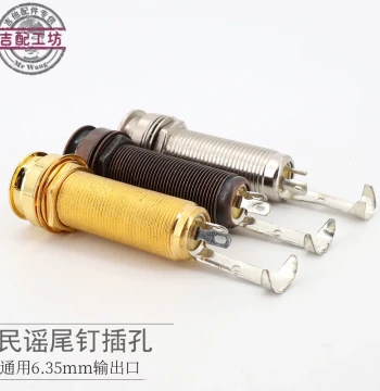 Acoustic Guitar Jack, Folk Guitar Audio Output Interface, 6.35mm Long Hole Socket, Endpin Instrument Accessory