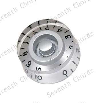 Barrel-Shaped LP Electric Guitar Volume Control Knobs, Tone Knobs, Guitar Potentiometer Caps, Silver with Black Text