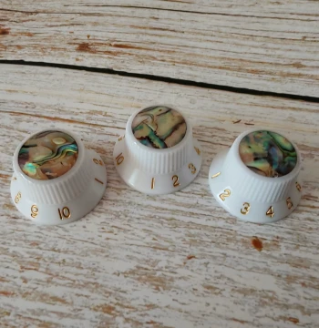 ST Style Electric Guitar Knob, Volume and Tone Control Accessories, White Shell Resin Potentiometer Cap