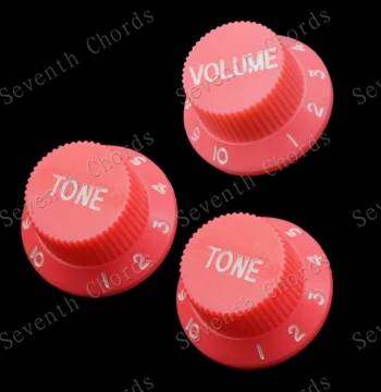 ST SQ Electric Guitar Volume Control Knob Caps, Electric Guitar Tone Potentiometer Caps, Pink with White Text