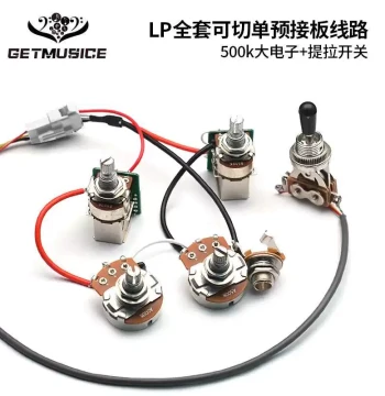 LP Electric Guitar Wiring Harness Pre-wired Board Coil-Split 2T2V Potentiometer 500K Pull Switch Straight-Plug Circuit